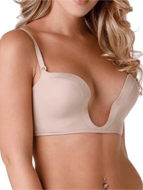 Wonderbra Ultimate Plunge Nude Skin Bra - 38B convertible straps